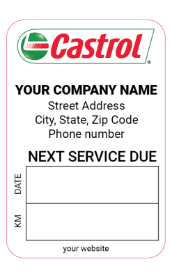 castrol color handwritten oil change stickers